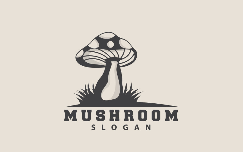 Mushroom Logo Retro Minimalist Design Food VectorV11 Logo Template