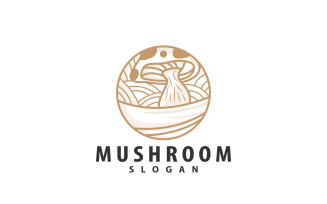 Mushroom Logo Retro Minimalist Design Food VectorV14