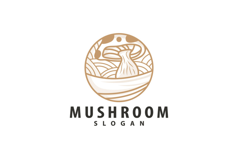 Mushroom Logo Retro Minimalist Design Food VectorV14 Logo Template