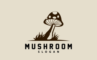 Mushroom Logo Retro Minimalist Design Food VectorV1