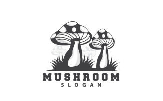 Mushroom Logo Retro Minimalist Design Food VectorV21