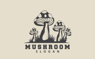 Mushroom Logo Retro Minimalist Design Food VectorV22