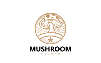 Mushroom Logo Retro Minimalist Design Food VectorV2