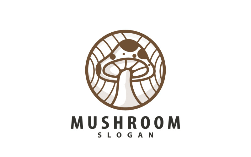 Mushroom Logo Retro Minimalist Design Food VectorV3 Logo Template