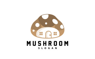 Mushroom Logo Retro Minimalist Design Food VectorV4