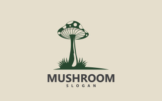 Mushroom Logo Retro Minimalist Design Food VectorV5