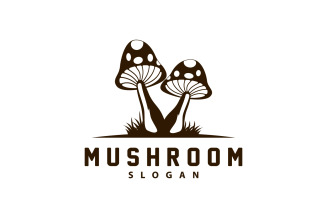Mushroom Logo Retro Minimalist Design Food VectorV7