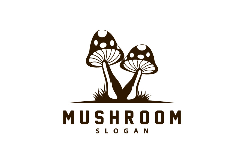 Mushroom Logo Retro Minimalist Design Food VectorV7 Logo Template