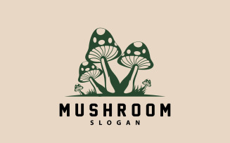 Mushroom Logo Retro Minimalist Design Food VectorV8