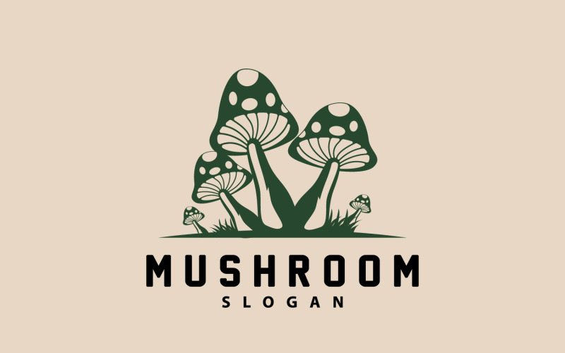 Mushroom Logo Retro Minimalist Design Food VectorV8 Logo Template