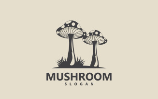 Mushroom Logo Retro Minimalist Design Food VectorV9