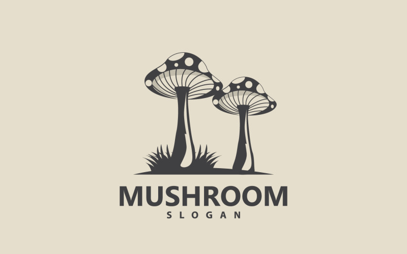 Mushroom Logo Retro Minimalist Design Food VectorV9 Logo Template