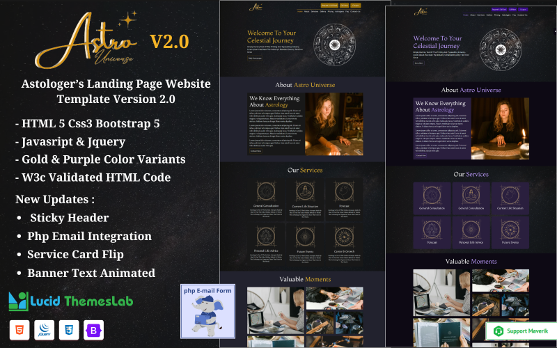 AstroUniverse | One Page HTML Template For Astrologers and Fortune Tellers Landing Page Template