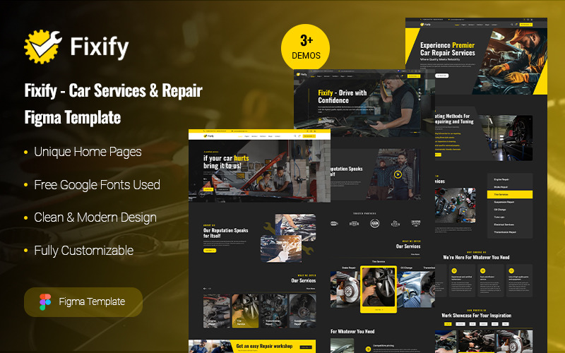 Fixify – Car Services & Repair Figma Template UI Element