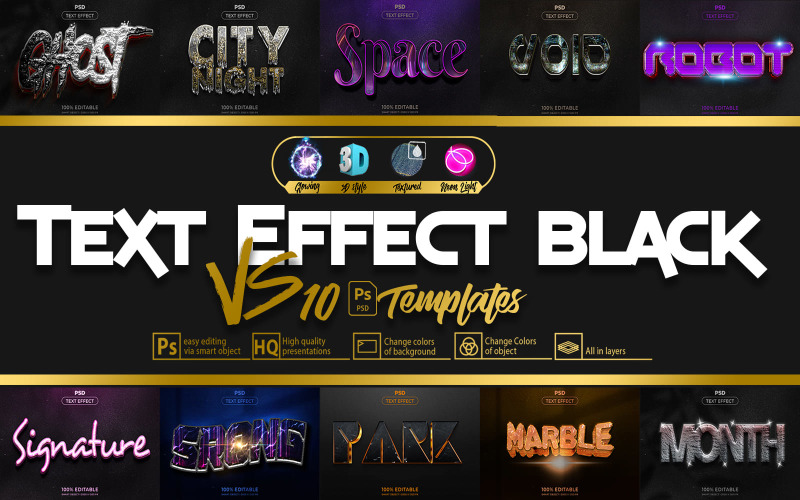 On Black│Text Effect - PSD Templates Illustration