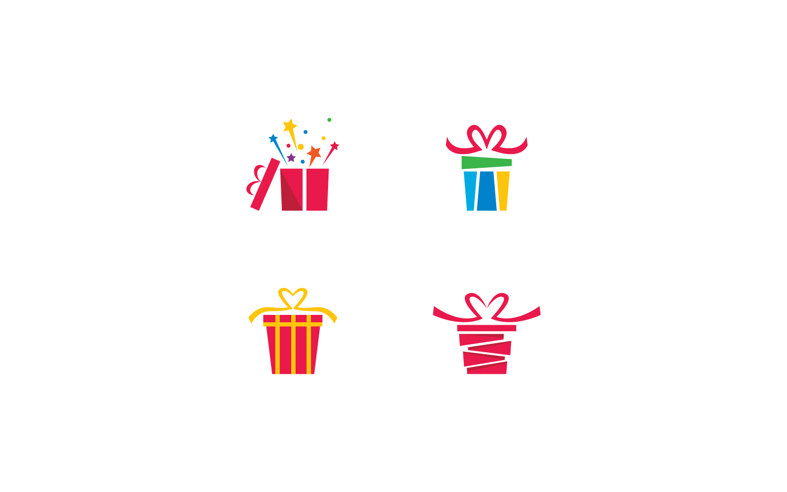 Caixa de presente, design plano de ilustração do logotipo da loja de presentes