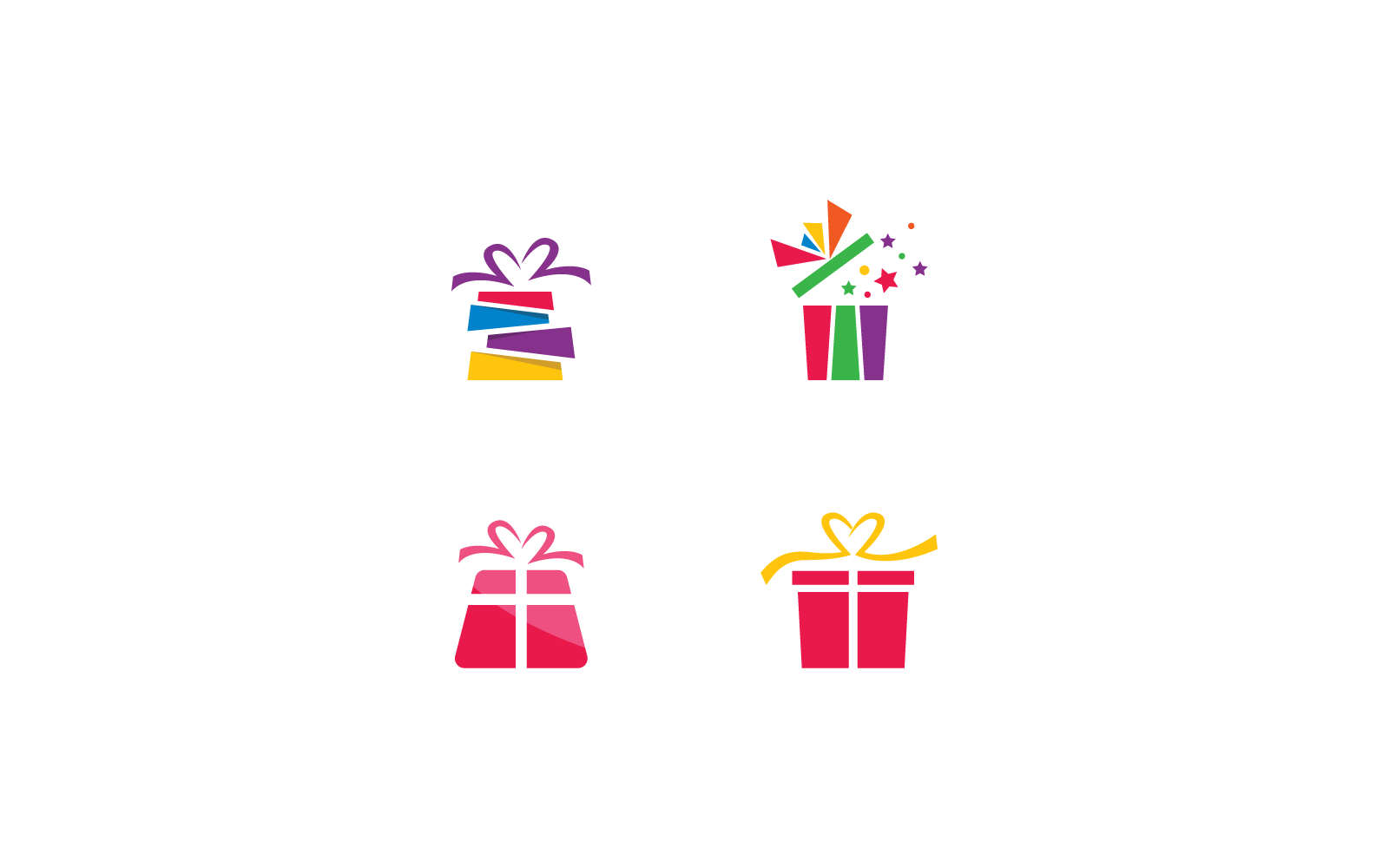 Gift Box, gift shop logo icon vector flat design template