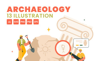13 Archeology Vector Illustration