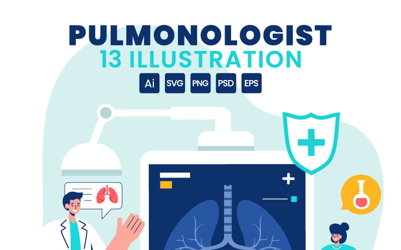 13 Pulmonologist Vector Illustration