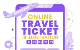 18 Online Travel Ticket Illustration