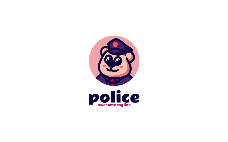 Polar Bear Police Mascot Cartoon Logo Logo Template