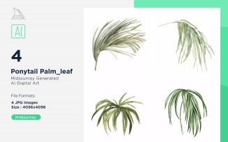 Ponytail Palm leaf Plant Leaves Watercolor 4 Set