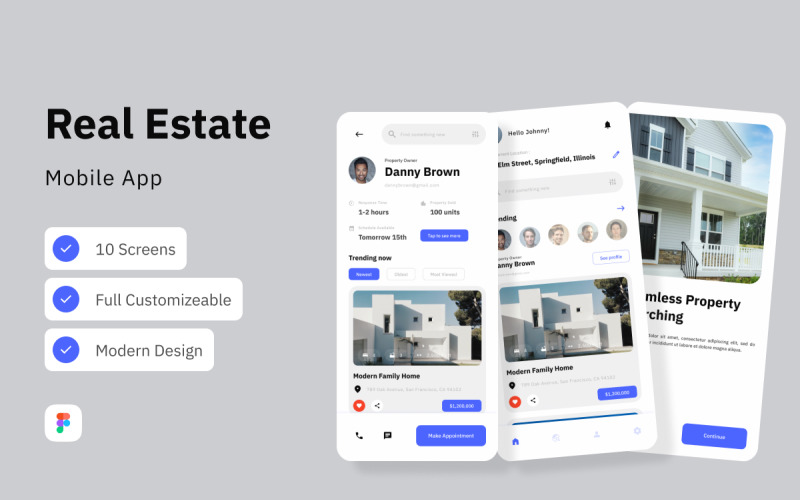 Skyline Estates - Real Estate Mobile App UI Element