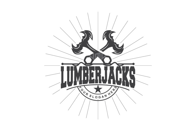 Ax Logo Wood Cutting Tool Silhouette LumberjackV13 Logo Template