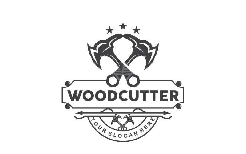 Ax Logo Wood Cutting Tool Silhouette LumberjackV14 Logo Template