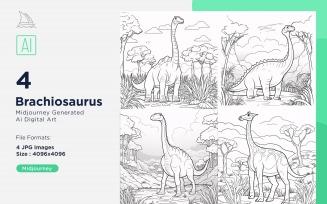 Brachiosaurus Dinosaur Coloring Pages Set