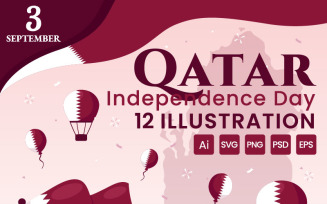 12 Qatar Independence Day Vector Illustration