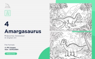 Amargasaurus Dinosaur Coloring Pages Set