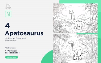 Apatosaurus Dinosaur Coloring Pages Set