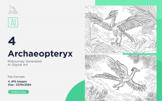 Archaeopteryx Dinosaur Coloring Pages Set