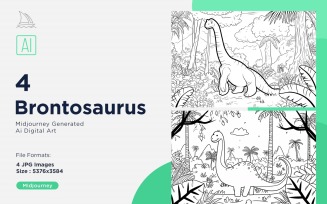 Brontosaurus Dinosaur Coloring Pages Set