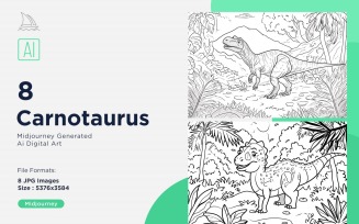 Carnotaurus Dinosaur Coloring Pages Set