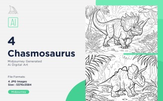 Chasmosaurus Dinosaur Coloring Pages Set