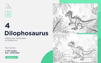 Dilophosaurus Dinosaur Coloring Pages Set