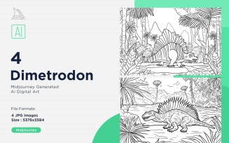 Dimetrodon Dinosaur Coloring Pages Set