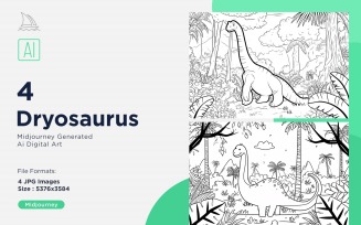 Dryosaurus Dinosaur Coloring Pages Set
