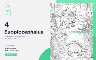 Euoplocephalus Dinosaur Coloring Pages Set