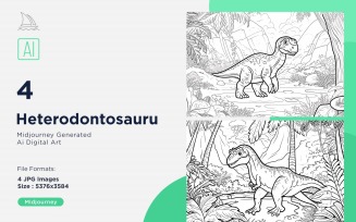 Heterodontosauru Dinosaur Coloring Pages Set