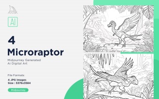 Microraptor Dinosaur Coloring Pages Set