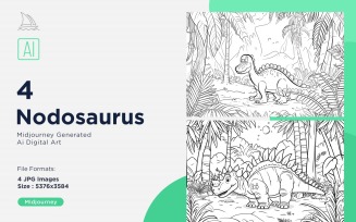 Nodosaurus Dinosaur Coloring Pages Set