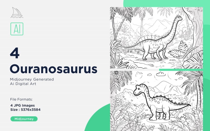 Ouranosaurus Dinosaur Coloring Pages Set Illustration