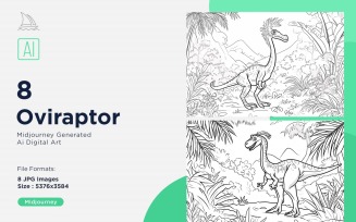 Oviraptor Dinosaur Coloring Pages Set