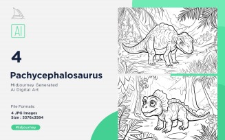 Pachycephalosaurus Dinosaur Coloring Pages Set