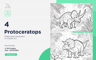 Protoceratops Dinosaur Coloring Pages Set