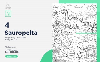 Sauropelta Dinosaur Coloring Pages Set