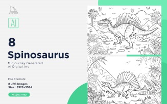Spinosaurus Dinosaur Coloring Pages Set